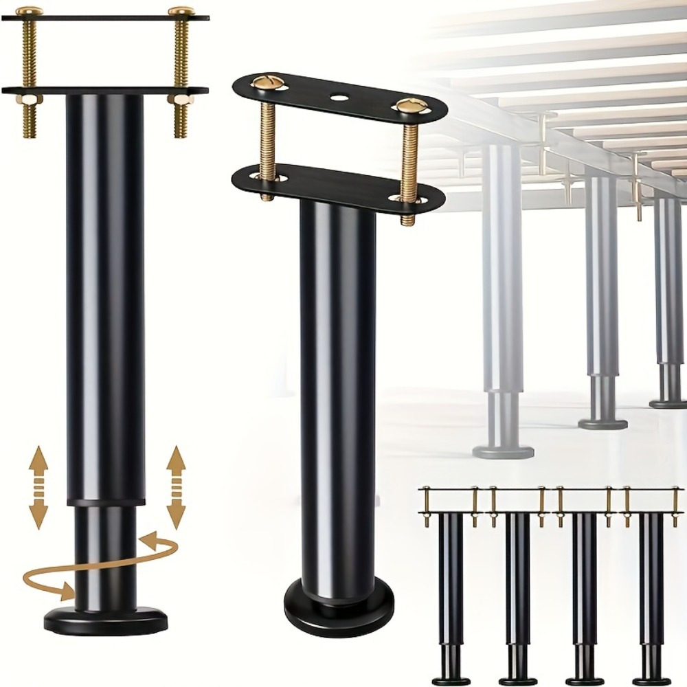Canopy Bed Frame Metal Queen - Adjustable Height: 4pcs Bed Frame Support