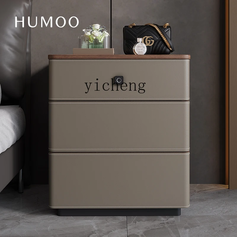 Storage - X5-14 saddle leather bedside table safe