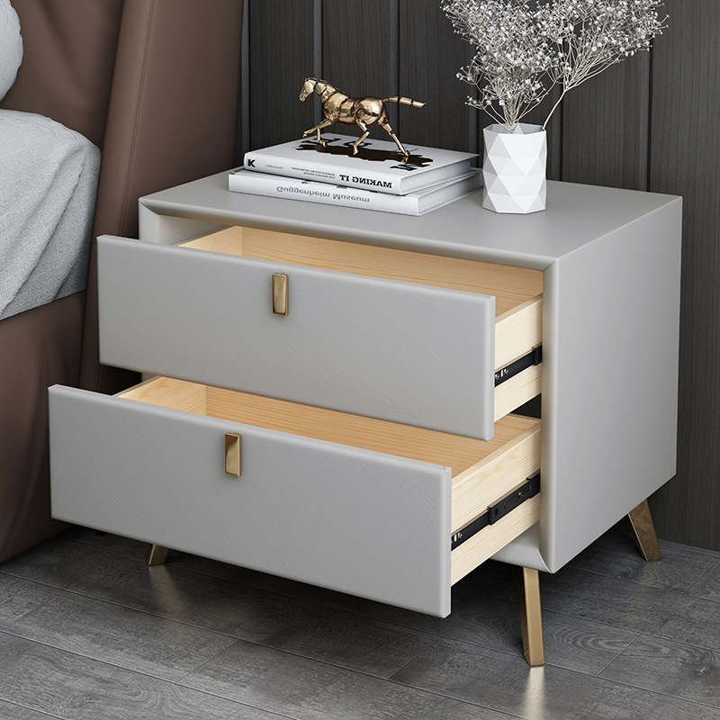 Modern Style Faux Leather Bedr - đánh giá và giá Solid Wood Nightstand 2 Drawers