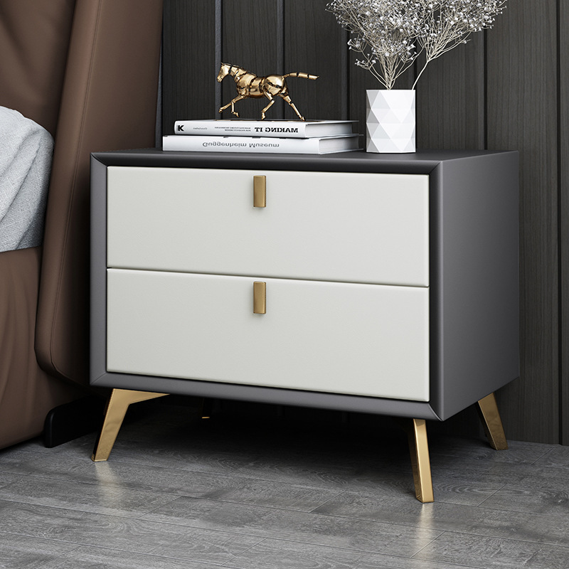 Modern Style Faux Leather Bedr - đánh giá và giá Solid Wood Nightstand 2 Drawers