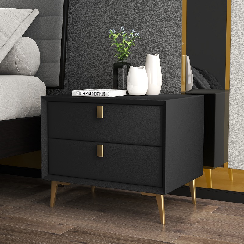 Modern Style Faux Leather Bedr - đánh giá và giá Solid Wood Nightstand 2 Drawers