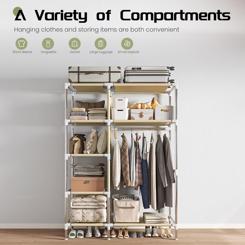 Portable Wardrobe, Freestandin - đánh giá và giá Wardrobe Closet Portable Fabric Cover