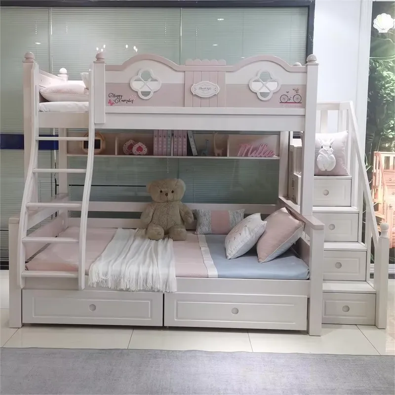 Modern Luxury Princess Kids Bu - đánh giá và giá Bunk Bed With Stairs And Slide