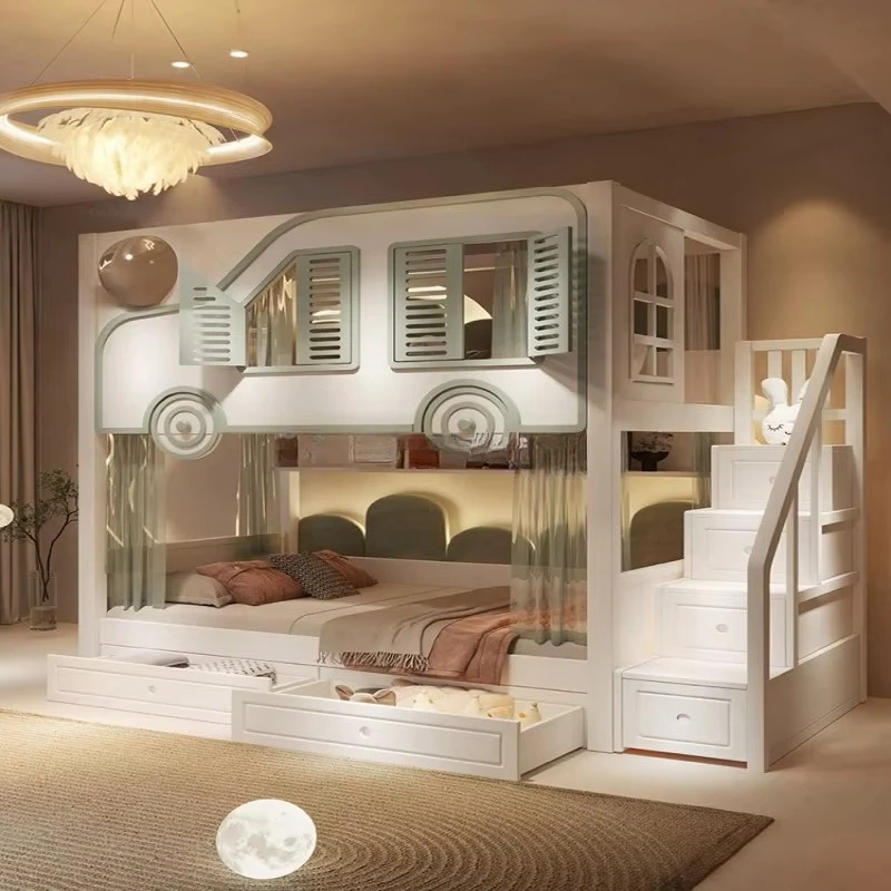 New Design Kids Luxury Bunk Be - đánh giá và giá Bunk Bed With Stairs And Slide
