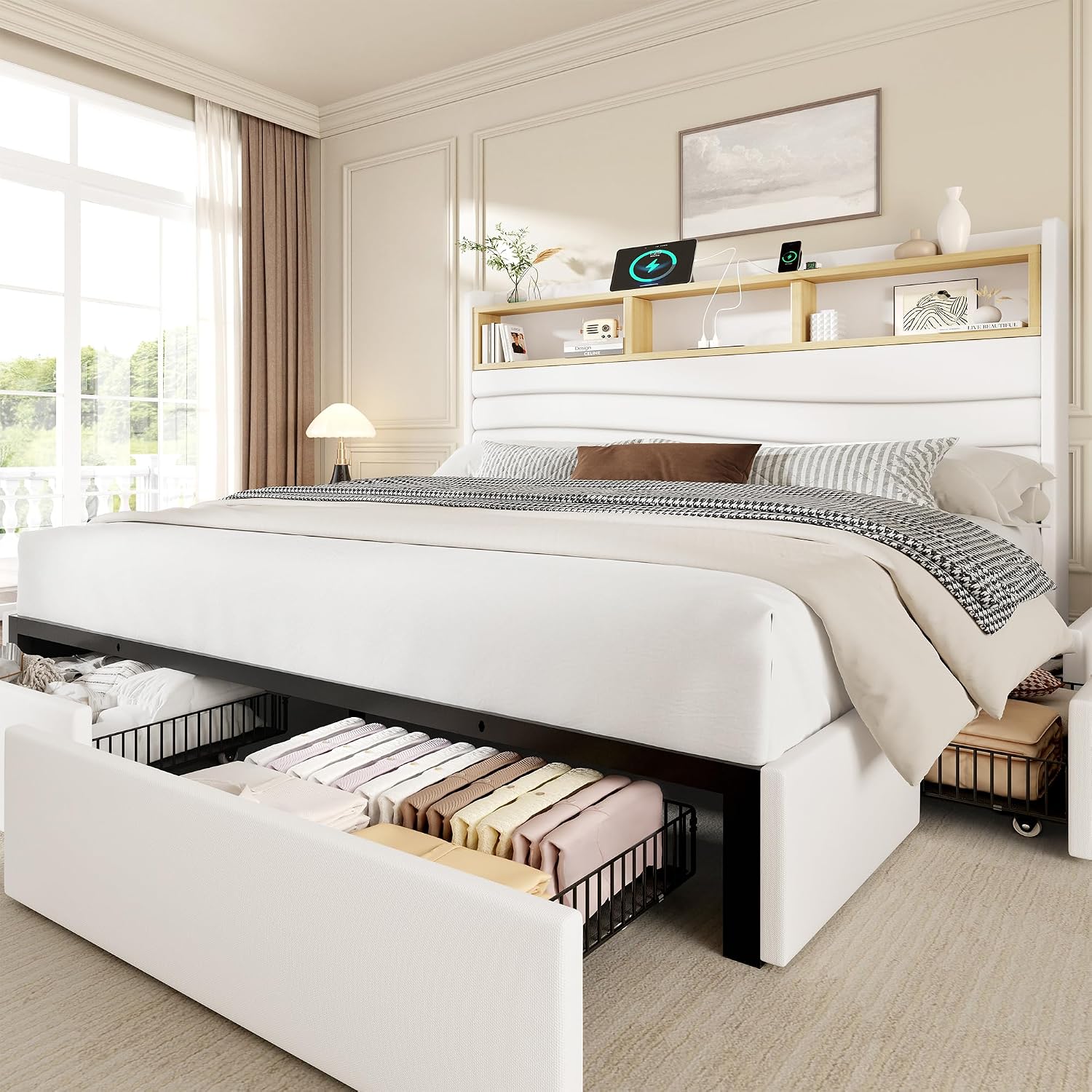 King Size Bed Frame with 6 Sto - đánh giá và giá King Size Bed Frame With Storage Drawers