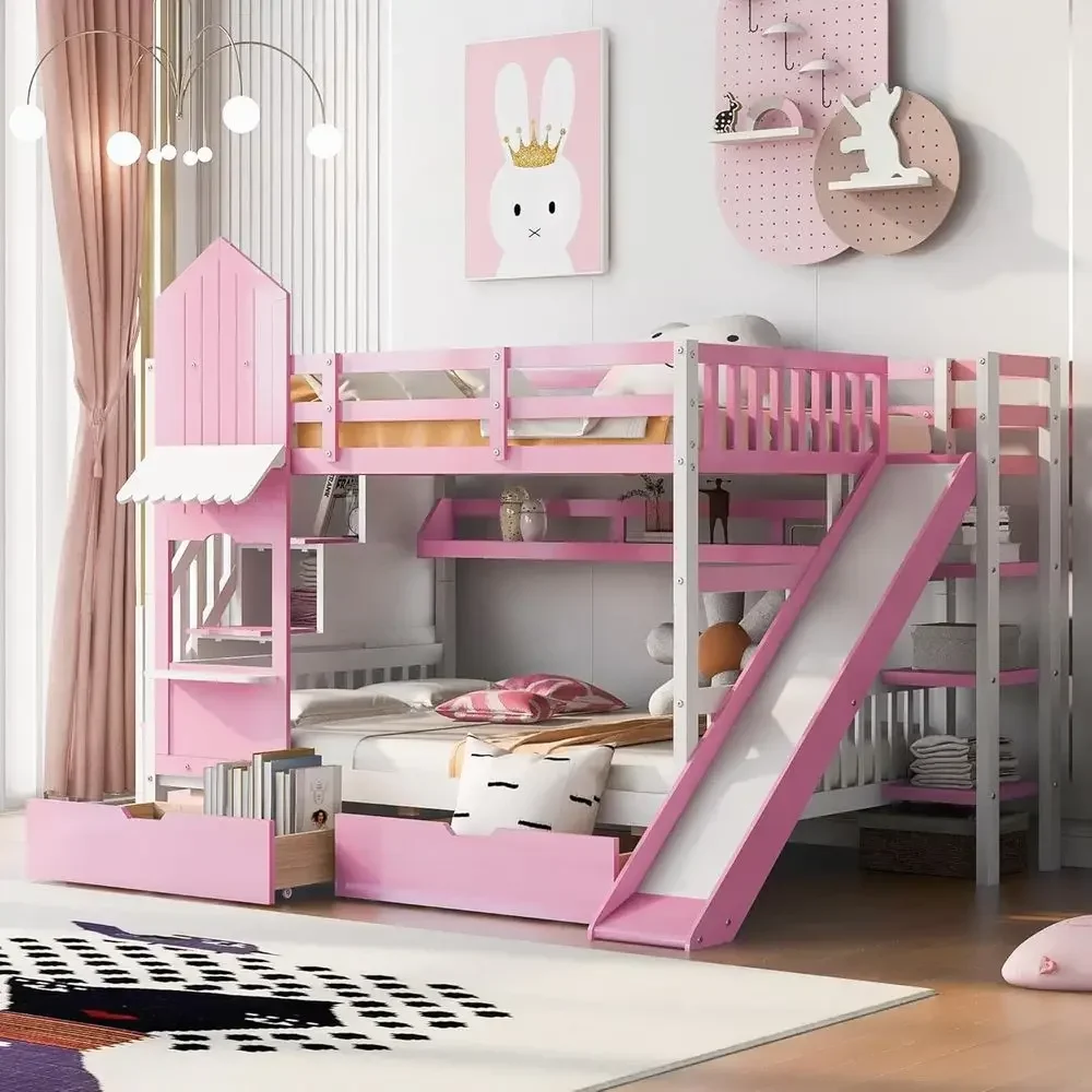 Kids Bunk Bed with Stairs, Sli - đánh giá và giá Bunk Bed With Stairs And Slide