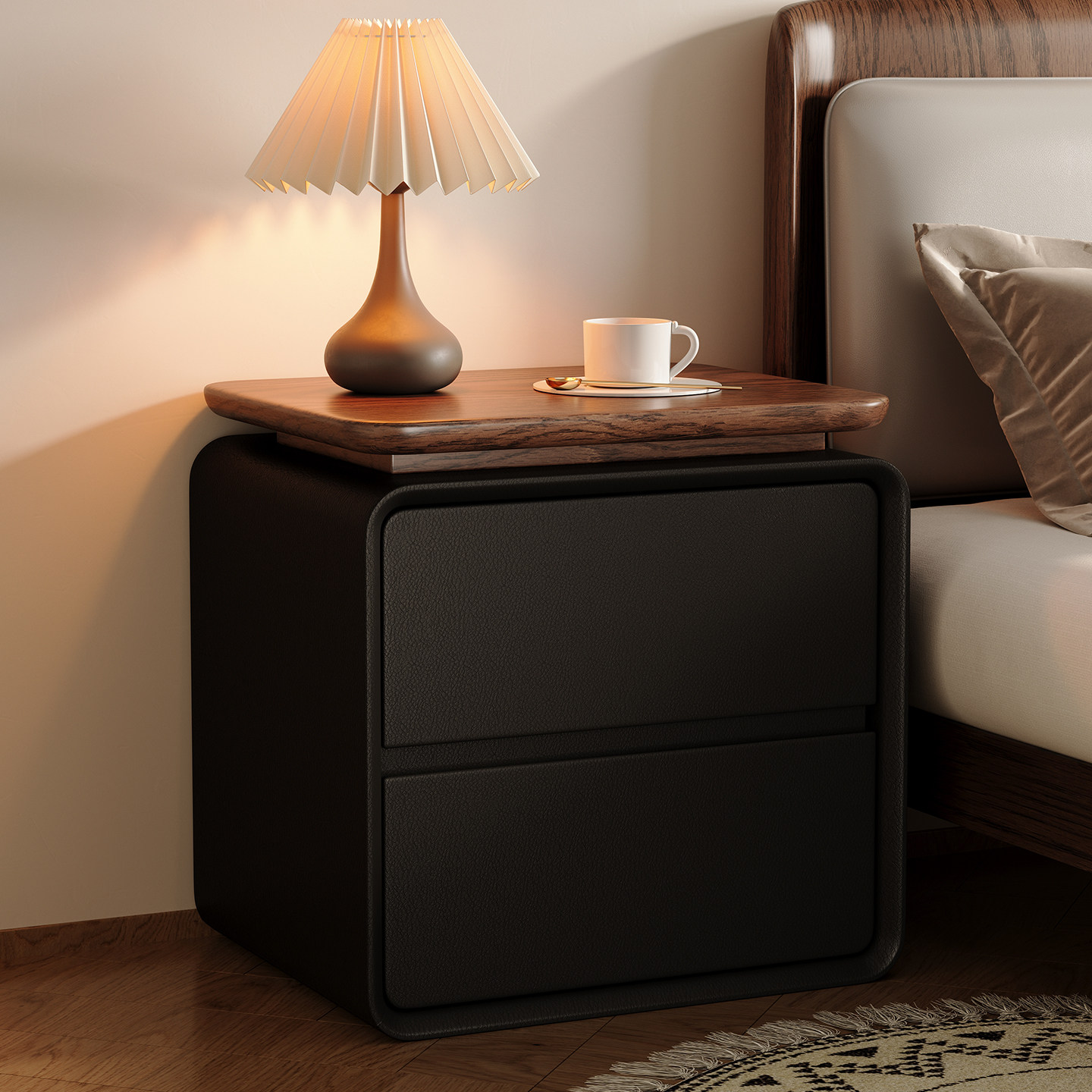 Modern Minimalist 2-drawer Cat - đánh giá và giá Solid Wood Nightstand 2 Drawers