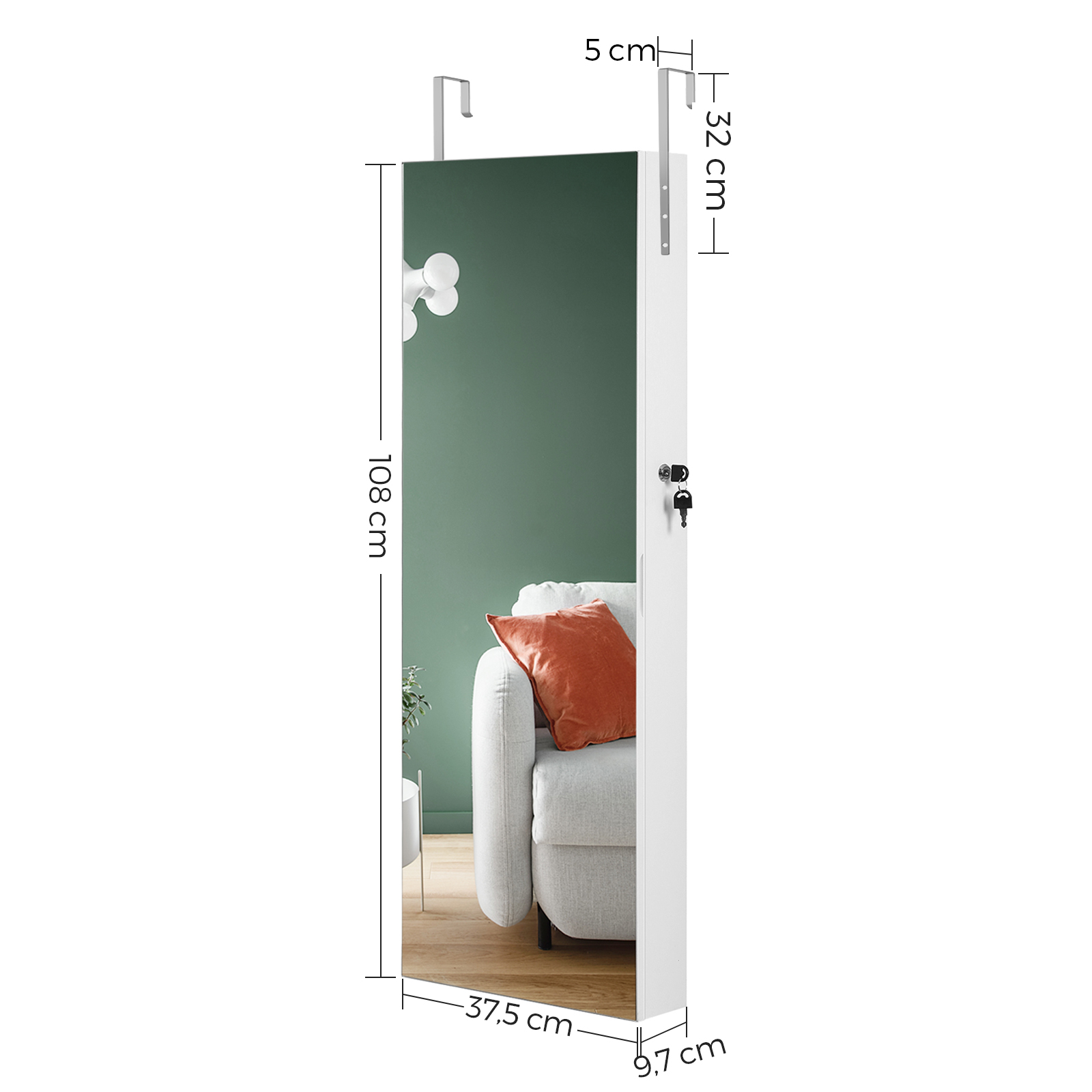 Jewellery Armoire White Lockab - đánh giá và giá Full Length Mirror Jewelry Armoire
