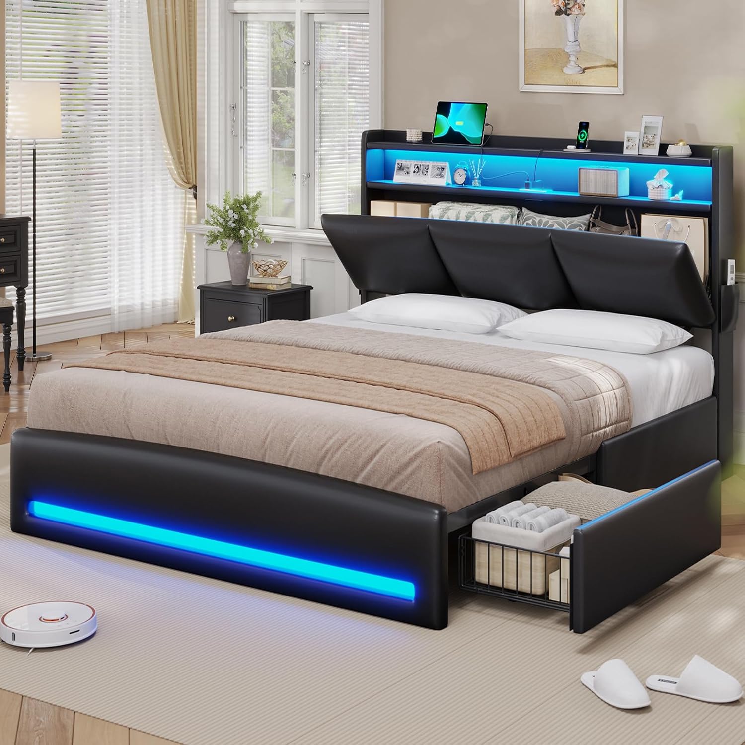 Queen Bed Frame with Storage H - đánh giá và giá Canopy Bed Frame Metal Queen