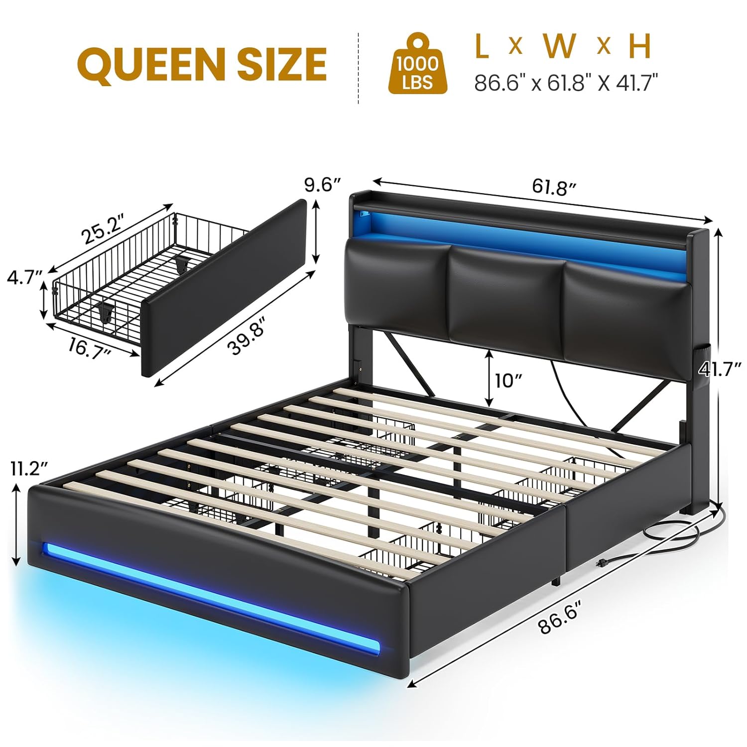Queen Bed Frame with Storage H - đánh giá và giá Canopy Bed Frame Metal Queen