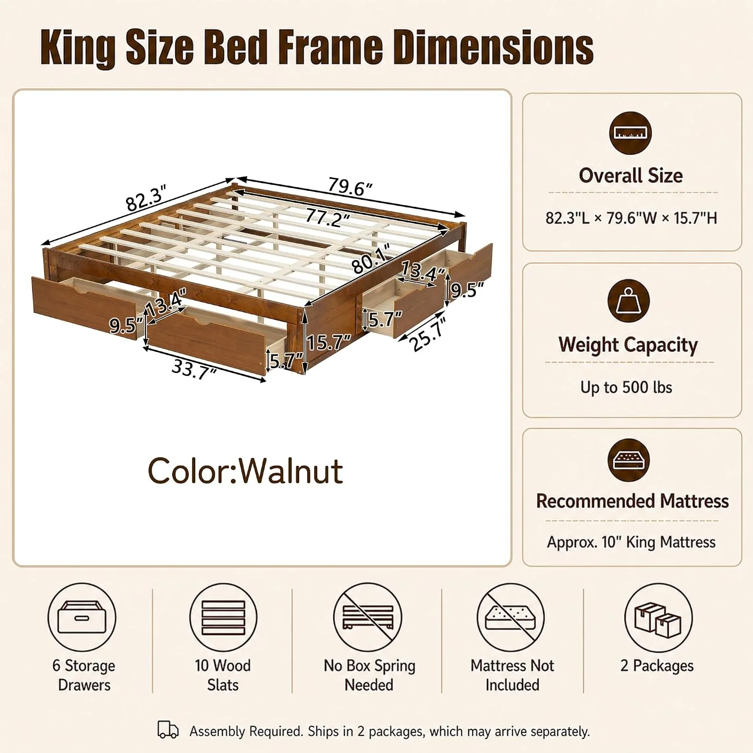 Minimalist Pine Wood Platform  - đánh giá và giá King Size Bed Frame With Storage Drawers