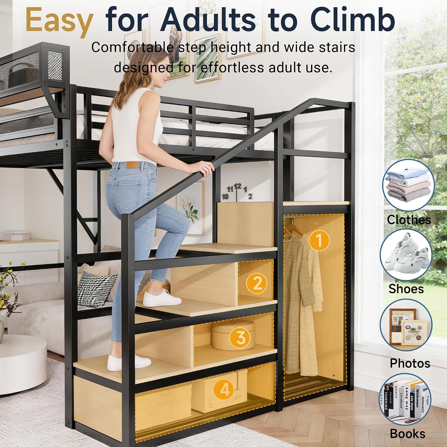 Queen Size Loft Bed with Stair - đánh giá và giá Canopy Bed Frame Metal Queen