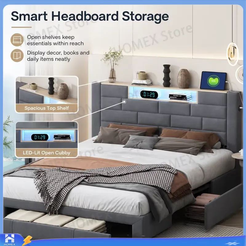 5FT Double Bed Frame with Stor - đánh giá và giá Gas Lift Storage Bed Hydraulic