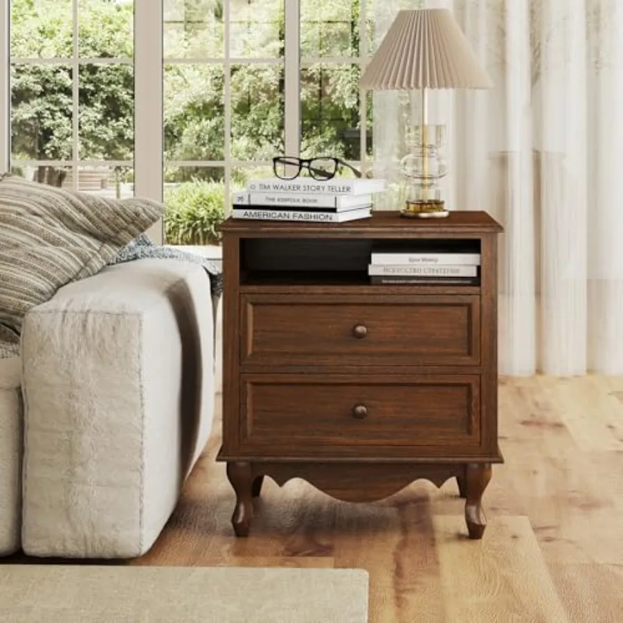 Solid Wood Nightstand, Fully A - đánh giá và giá Solid Wood Nightstand 2 Drawers